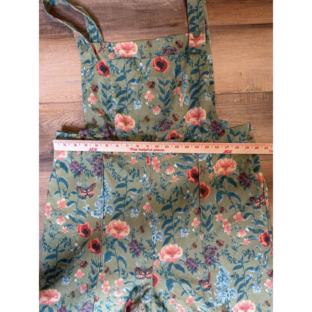 Cider Women’s Corduroy Floral Wide Leg Overalls Plus Size 2X 2XL Green Flowers - Picture 5 of 9